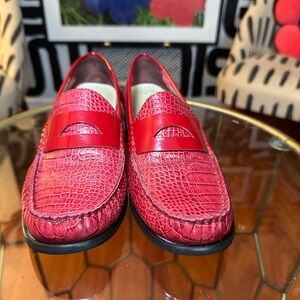 WOMEN’S COLE HAAN RED GATOR LOAFERS